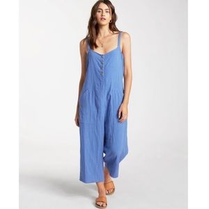 Billabong Wide Leg Linen Jumpsuit - Color Blue
